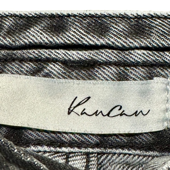 KANCAN Acid Washed Black High Rise Button Fly Wide Leg Cotton Denim Jeans - Picture 10 of 13